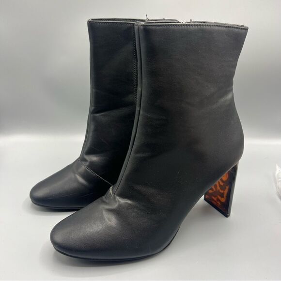 A New Day Clear Leopard Print Heel Black Ankle Boots - Picture 4 of 7